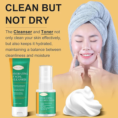 Skin Care Set for Women Teen - Hydrating & Anti-Aging Facial Routine Skincare Products Gift Set,Cleanser,Toner,Retinol Serum,Niacinamide Hyaluronic Acid Serum & Face Cream - Gifts for Women Christmas