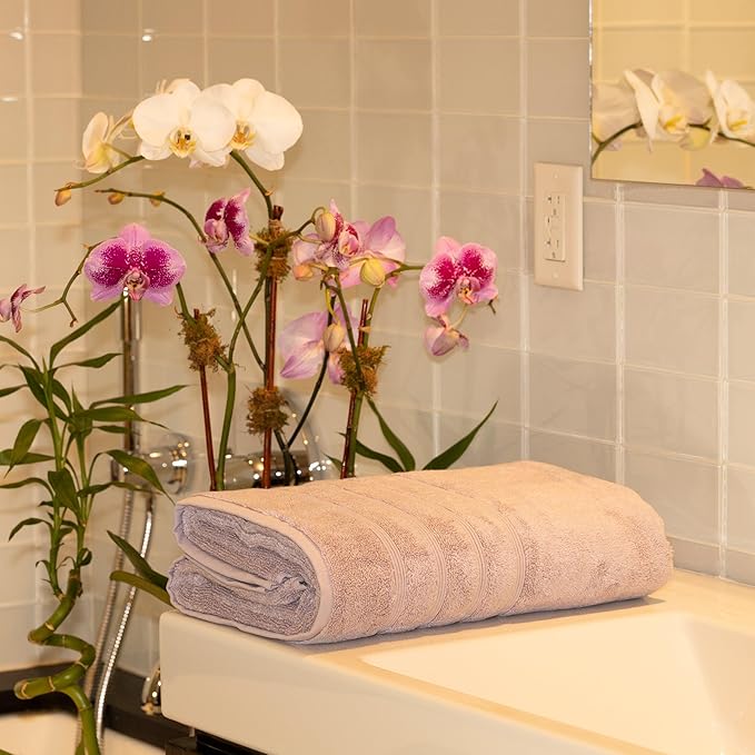 Mosobam Luxury Turkish Towels Bath Sheets 35X70 Lavender Aura Oversize 700 GSM Bamboo Viscose & Aegean Turkish Combed Cotton