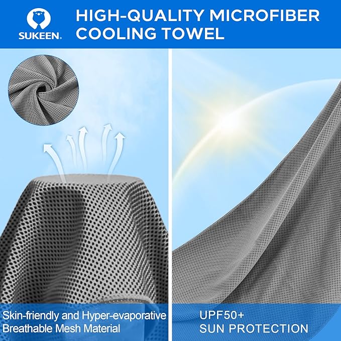 Sukeen [4 Pack Cooling Towel (40"x12"),Ice Towel,Soft Breathable Chilly Towel for Yoga,Sport,Running,Gym,Workout,Camping,Fitness,Workout & More Activities