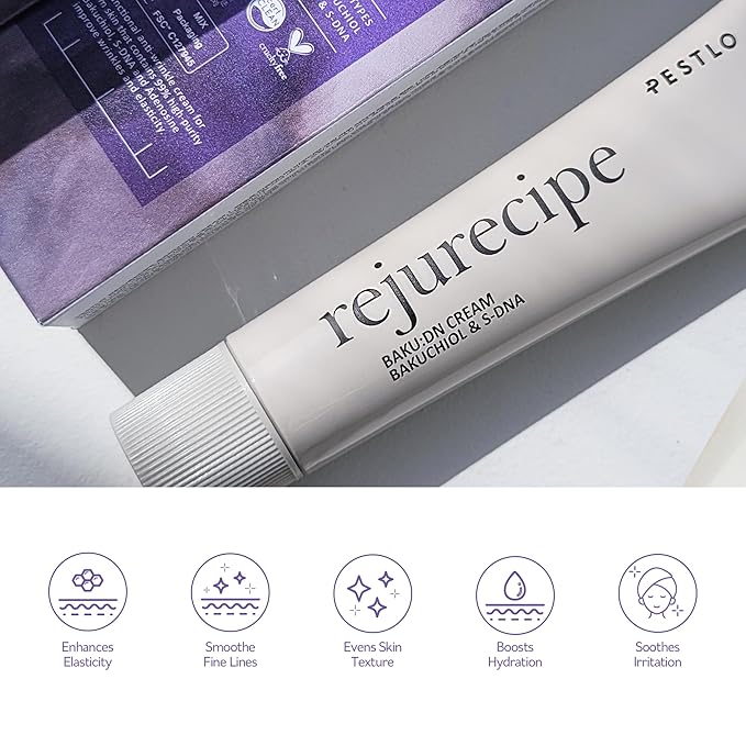 PESTLO Rejurecipe Baku:DN Cream, 1.01 fl oz, 30ml - Elasticity & Anti-Oxidant Care Cream, Bakuchiol, SDNA-PDRN, Salmon Extract, 10 Hyaluronic acids for All Skin Types, Korean Skincare