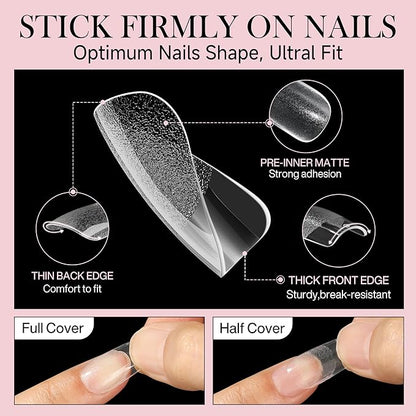 Short Square Nail Tips Matte Short Square Gel Tips 504pcs Clear Nails Full Cover Acrylic False Nails Tips for Gel Nail Extensions 12 Sizes Saving Gelly Tips, Luckyfairy