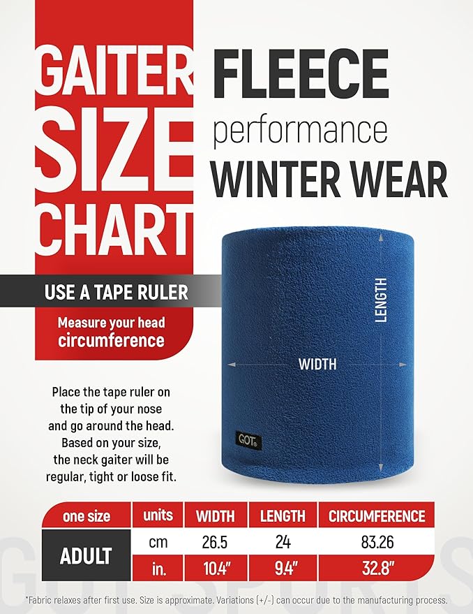 GOT Sports Polar Fleece Neck Warmer - Double-Layer Winter Ski Face Mask - Neck Gaiter Scarf for Skiing, Snowboarding, Running