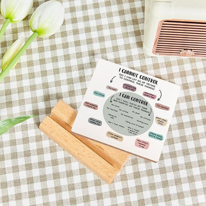 Mental Health Inspirational Gift, Colorful Positive Self Affirmations Wooden Sign with Wooden Stand, Motivational Gifts for Psychologist School Counselor Student Boy Girl Best Friends