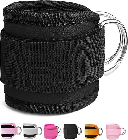Fitness Ankle Straps for Cable Machines, 2 Pack Comfortable Adjustable Padded Ankle Wrist Cuffs, Kickback Glute Workouts for Men Women, D-Ring Leg Straps with Neoprene Padding