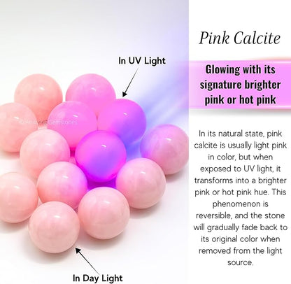 Amazing Gemstone Pink Calcite Crystal Ball with Stand - 2 Inches Crystal Sphere Meditation Balls for Witchcraft and Decorative Balls