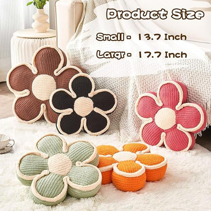 Flower Pillow, Soft Flower Shaped Floor Cushion, Flower Decorative Throw Pillow, Cute Flower Seating Cushion, Flower Room Décor Plush Pillows for Sofa Couch Bed (13.7 Inch, Sage Green)