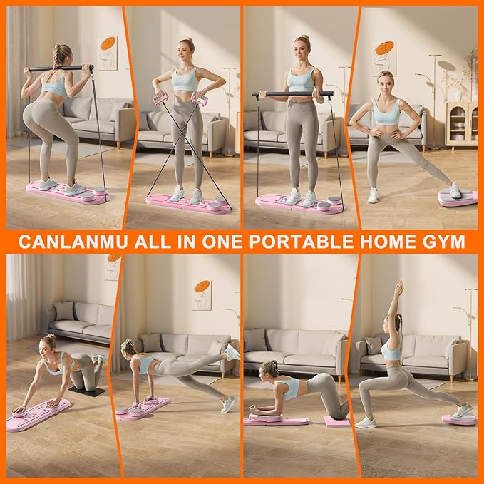 Pilates Board,Multifunctional Rebound Abdominal Board,Foldable Pilates Reformer Set, Ab Core Trainer Machine,Ab Exercise Board,Abs Workout Equipment for Women Home Gym Equipment