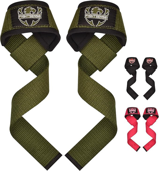 FIGHTSENSE Lifting straps for weightlifting, Gym wrist straps for men women, Neoprene Padded Cotton Weightlifting Straps for Bodybuilding, Powerlifting, Deadlifting and strength training