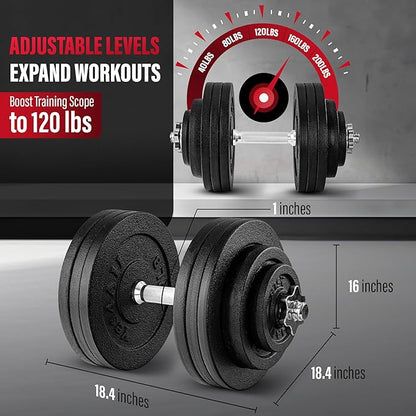 Yes4All Old School Adjustable Dumbbell Set with Weight Plates, Star Lock Collars/Connector, 40lbs to 200lbs Adjustable Weight Plates Set