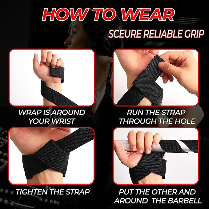 FIGHTSENSE Lifting straps for weightlifting, Gym wrist straps for men women, Neoprene Padded Cotton Weightlifting Straps for Bodybuilding, Powerlifting, Deadlifting and strength training