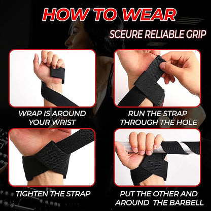 FIGHTSENSE Lifting straps for weightlifting, Gym wrist straps for men women, Neoprene Padded Cotton Weightlifting Straps for Bodybuilding, Powerlifting, Deadlifting and strength training
