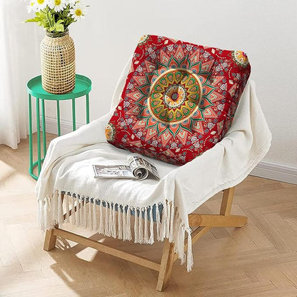 Mandala Meditation Cushion, Boho Meditation Mat, Meditation Pillows for Sitting on Floor, Cushions for Sitting in Home and Outdoor, Square Floor Pillows Cushion Seating for Yoga 22'' X 22''