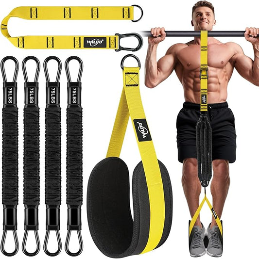 Pull Up Assistance Bands Set, Heavy Duty Adjustable Pull Up Assist Band with Feet Rest, Strength Training Bands for Home Gym Fitness, Pull-Up Bar, Calisthenics and Body Stretching