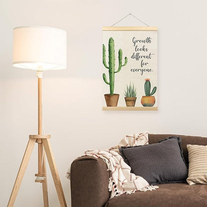 TLESKE Mental Health Cactus Poster Hanger Frame, Motivational Inspirational Hanging Wall Art Decor Framed for Therapy Counseling Office, Growth Looks Different for Everyone Wall Prints Picture, 16x24