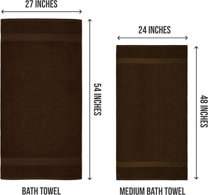 Utopia Towels 6 Pack Medium Bath Towel Set, 24 by 48 Inches, 500 GSM 100% Ring Spun Cotton, Lightweight and Highly Absorbent Quick Drying Premium Towels for Hotel, Spa and Bathroom, Dark Brown