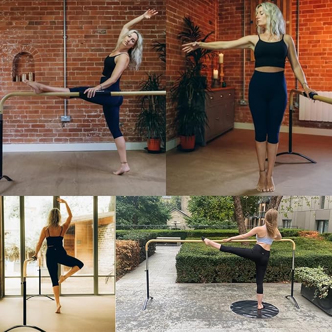 Ballet Barre Portable for Home or Studio, Height Adjustable Bar for Stretch, Pilates, Dance or Active Workouts, Single or Double Bar, Kids and Adults