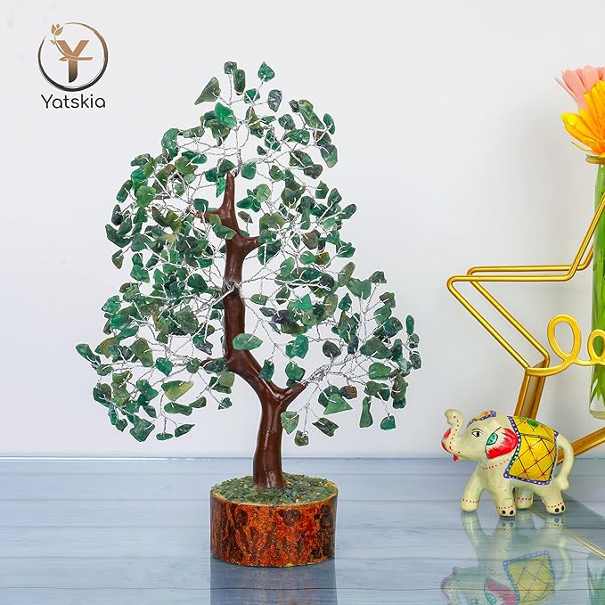 YATSKIA Green Aventurine - Crystal Tree, Gemstone Tree, Chakra Tree of Life, Balancing Tree, Healing Crystal, Crystal and Stone Decor, Fungshui Decorations, Positive Energy Gifts for Women