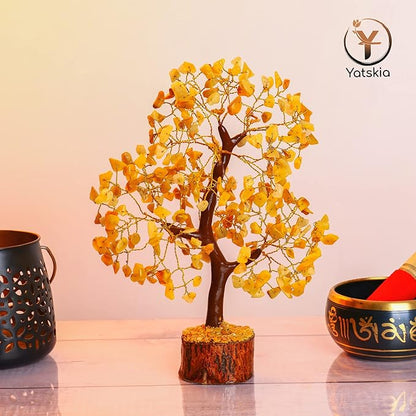 Yellow Tree - Yellow Healing Crystal, Gemstone Tree, Chakra Gifts, Crystal Luck, Crystal Trees, Tree of Life Gemstone, Balancing Tree, Crystal Items for Gift, Tree of Life Décor | Energy Healing Stone