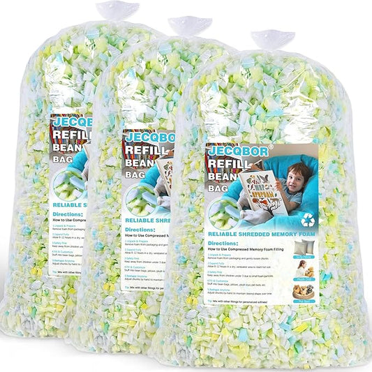 15lbs Shredded Memory Foam Filling for Bean Bag Chair, Premium Beanbag Stuffing High Density Memory Foam Refill