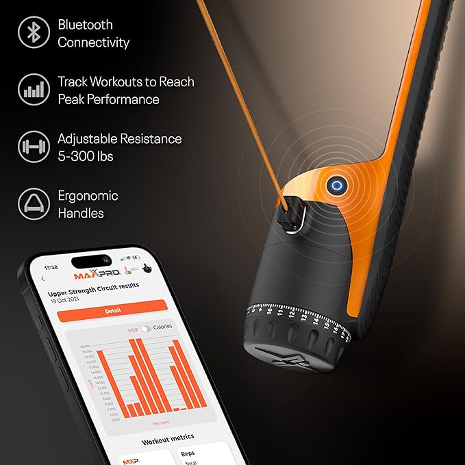 MAXPRO Fitness: Cable Home Gym | As Seen on Shark Tank | Versatile, Portable, Bluetooth Connected | Strength, HIIT, Cardio, Plyometric, Powerful 5-300lbs Resistance