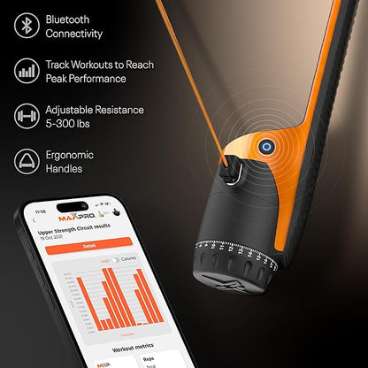 MAXPRO Fitness: Cable Home Gym | As Seen on Shark Tank | Versatile, Portable, Bluetooth Connected | Strength, HIIT, Cardio, Plyometric, Powerful 5-300lbs Resistance