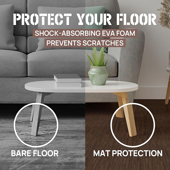 Yes4All 48SQ.FT Wood Grain Puzzle Exercise Mat Protective Flooring, EVA Interlocking Foam Floor Tiles with Border for Home