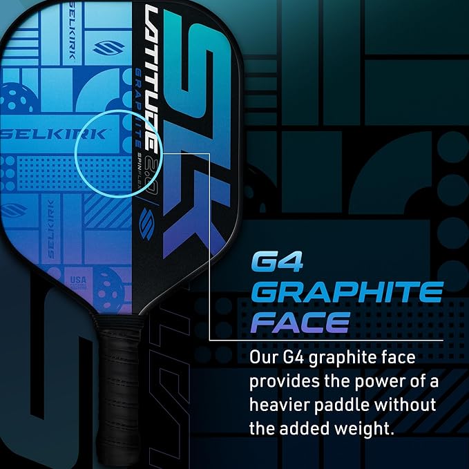 SLK Latitude 2.0 Pickleball Paddle | G4 Graphite Pickleball Paddle Face | Rev-Core+ Technology with SpinFlex Surface | Redesigned for Performance and Control