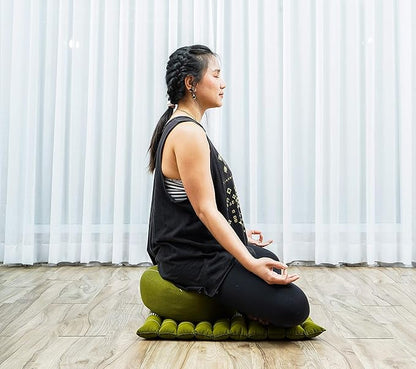 Leewadee Meditation Cushion Set – 1 Small Zafu Yoga Pillow and 1 Small Roll-Up Zabuton Mat Filled with Kapok