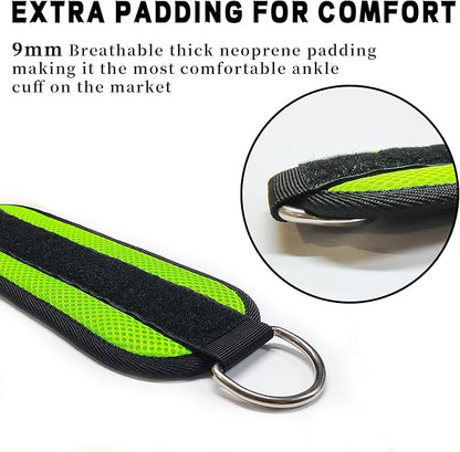Fitness Ankle Straps for Cable Machines, 2 Pack Comfortable Adjustable Padded Ankle Wrist Cuffs, Kickback Glute Workouts for Men Women, D-Ring Leg Straps with Neoprene Padding