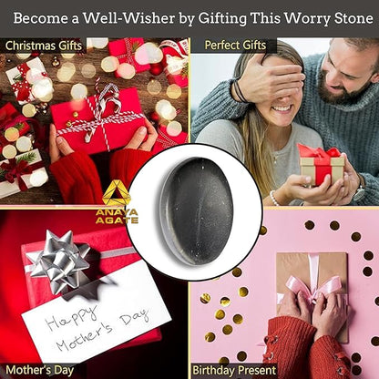Shungite Worry Stones – Crystal Thumb Worry Stone for Anguish, Stress – Relaxing & Soothing Balance Stones for Meditation, Stress Relief – Healing Stones & Crystals for Men, Women