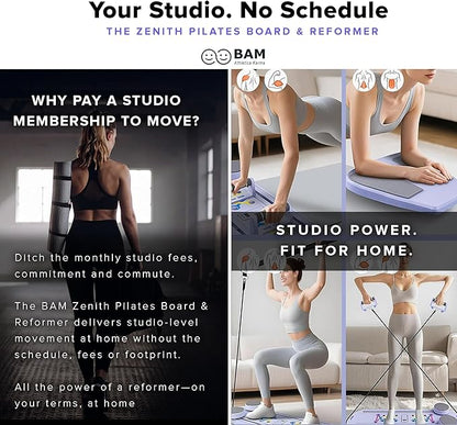 BAM Athletica Pilates Board & Reformer for Home Workouts | A Adjustable & Foldable Pilates Reformer & Board for Women, Full Body Toning, Core Strength & Abs | All-in-One Pilates Machine for Beginners