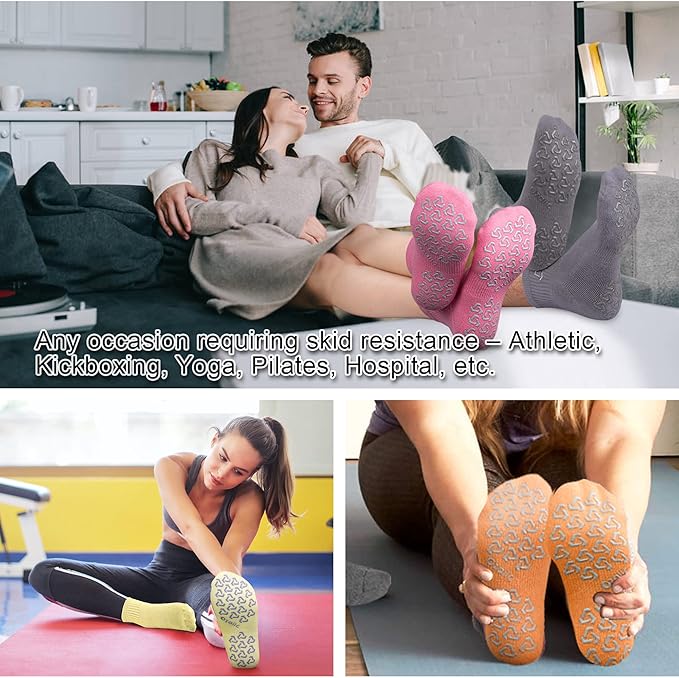 Ozaiic Non Slip Socks Grip for Yoga Home Workout Pure Barre, Pilates, Hospital, Ideal Cushion Socks for Men and Women