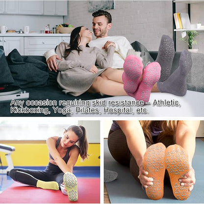 Ozaiic Non Slip Socks Grip for Yoga Home Workout Pure Barre, Pilates, Hospital, Ideal Cushion Socks for Men and Women