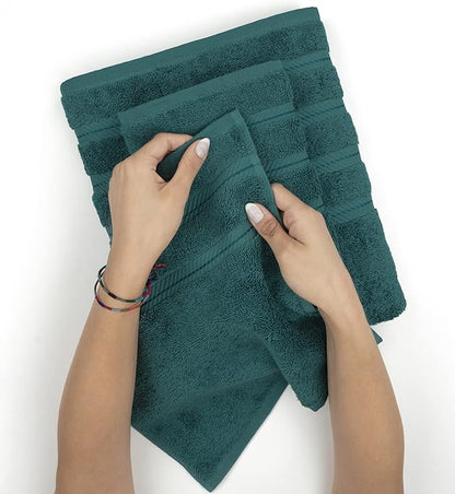 American Soft Linen Luxury 4 Piece Bath Towel Set, 600 GSM 100% Cotton Turkish Bath Towels for Bathroom, 27x54 in Extra Large Bathroom Shower Towels, Teal