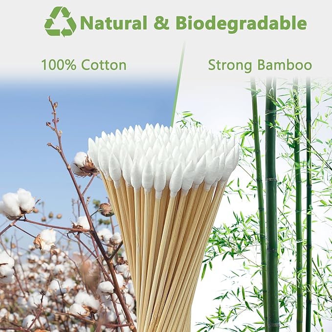 500/200PCS Gun Cleaning Swabs - 6 Inch Long Cotton Swabs - Lint Free, Highly Absorbent Gun Swabs for Precision Gun Cleaning, Applying