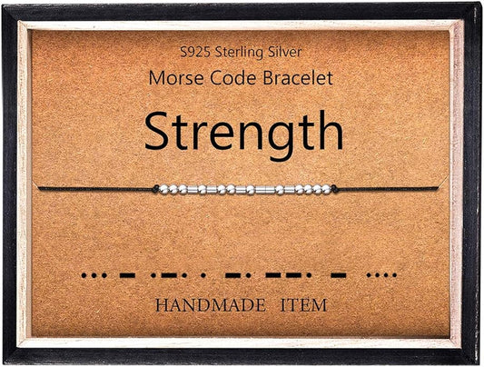 KGBNCIE Morse Code Bracelet for Women Sterling Silver Beads on Silk Cord Secret Message Fuck Friendship Inspirational Encouragement Bracelet Gift for Her