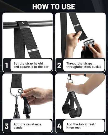 MANUEKLEAR Heavy Duty Resistance Bands for Pull Ups, Pull Up Assistance Bands with Scale Tracking Feature, Adjustable Pull Up Assist Band with Five 50-Pound Pull Up Bands and Fabric Feet/Knee Rest
