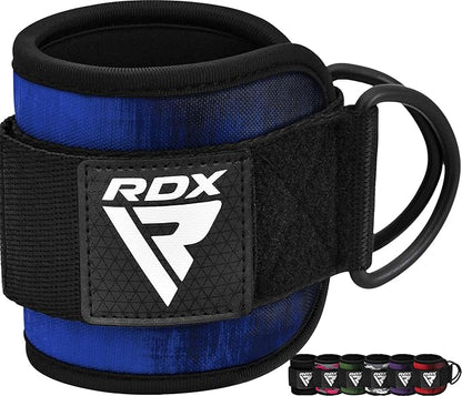 RDX Ankle Straps for Cable Machines – 7MM Neoprene Padded 10"x4" Adjustable Gym Cuffs with Dual D-Rings – Weight Attachments for Wrist Glutes Leg Kickbacks Hip Abduction Strength Workouts – Men Women