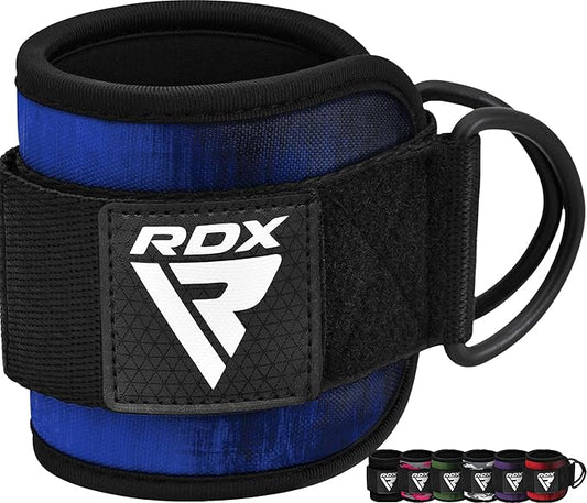 RDX Ankle Straps for Cable Machines – 7MM Neoprene Padded 10"x4" Adjustable Gym Cuffs with Dual D-Rings – Weight Attachments for Wrist Glutes Leg Kickbacks Hip Abduction Strength Workouts – Men Women