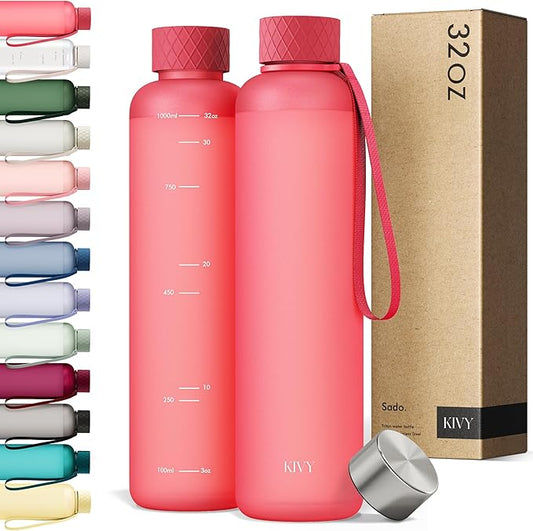 KIVY Tritan Water Bottle 2nd Generation (Coral, 32 Ounces)