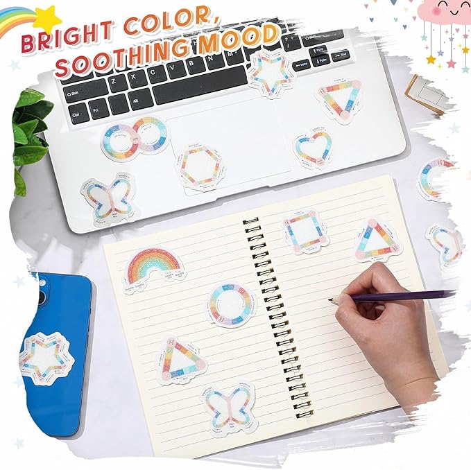 36 Pcs Anxiety Sensory Stickers Mental Health Stickers Fidget Textured Strips Toys Adhesive Tactile Calm Relief Items for Adults Desk School Counselor Classroom(Breath Style)