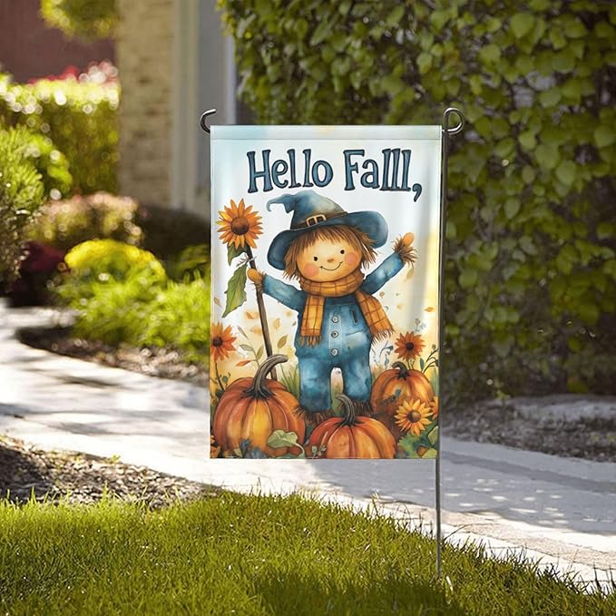 Scarecrow Garden Flag 12x18 In Double Sided Yard Flags Lawn Sign Decor No Flagstand