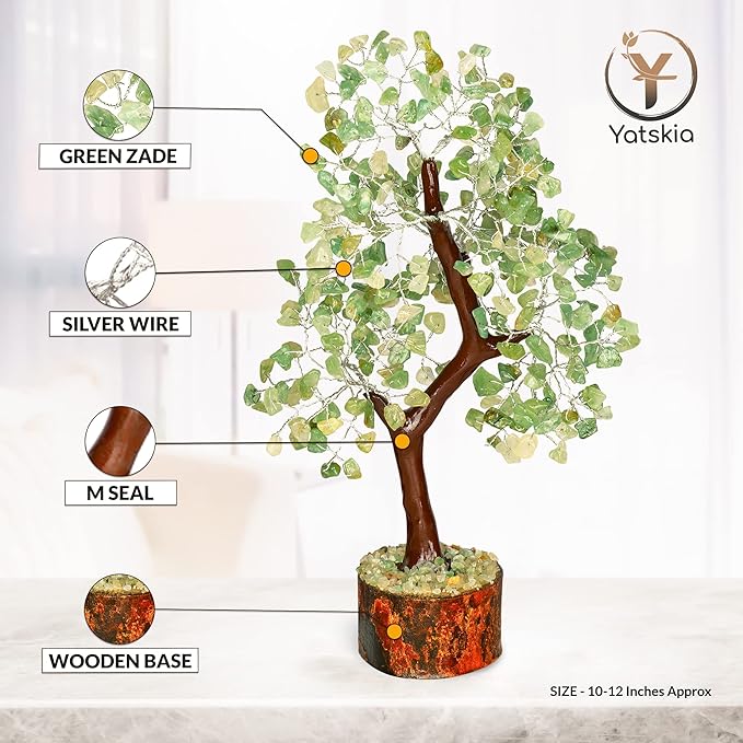 YATSKIA Green Jade Crystal Tree of Life - Crystals and Stones - Gemstone Tree - Crystals Decor - Feng Shui Decor - Crystal Gifts for Women