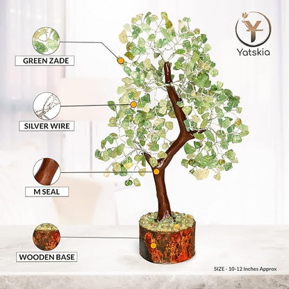 YATSKIA Green Jade Crystal Tree of Life - Crystals and Stones - Gemstone Tree - Crystals Decor - Feng Shui Decor - Crystal Gifts for Women