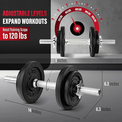 Yes4All Old School Adjustable Dumbbell Set with Weight Plates, Star Lock Collars/Connector, 40lbs to 200lbs Adjustable Weight Plates Set