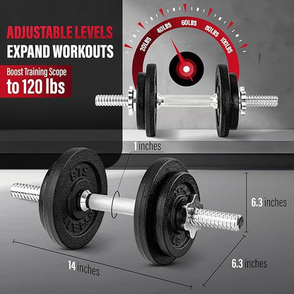 Yes4All Old School Adjustable Dumbbell Set with Weight Plates, Star Lock Collars/Connector, 40lbs to 200lbs Adjustable Weight Plates Set
