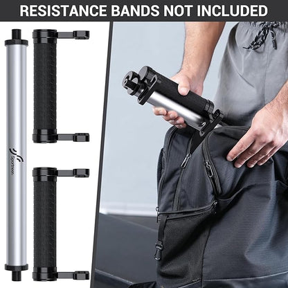 Resistance Band Bar, Sportneer Detachable Workout Exercise Bar Handles for All Kinds Resistance Bands - 3 in 1 Power Lifting Fitness Bar for Home Gym Full Body Workout