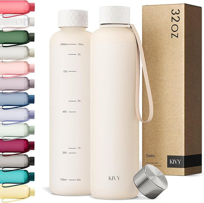 KIVY Tritan Water Bottle 2nd Generation (Beige White, 32oz)