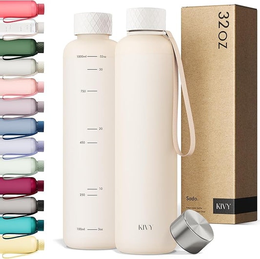KIVY Tritan Water Bottle 2nd Generation (Beige White, 32oz)
