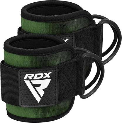 RDX Ankle Straps for Cable Machines – 7MM Neoprene Padded 10"x4" Adjustable Gym Cuffs with Dual D-Rings – Weight Attachments for Wrist Glutes Leg Kickbacks Hip Abduction Strength Workouts – Men Women